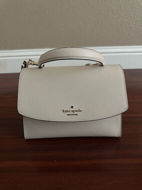 kate spade cream leather top-handle satchel bag